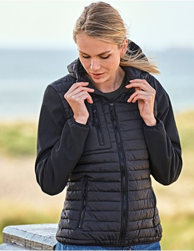 T-9629-Womens Hooded Crossover Jacket